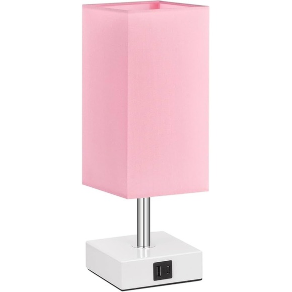 Other - Pink Touch Control Bedside Lamp with USB A+C Ports Dimmable Table Lamp LED Bulb